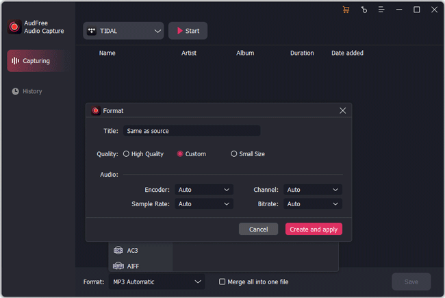 set output format of youtube music