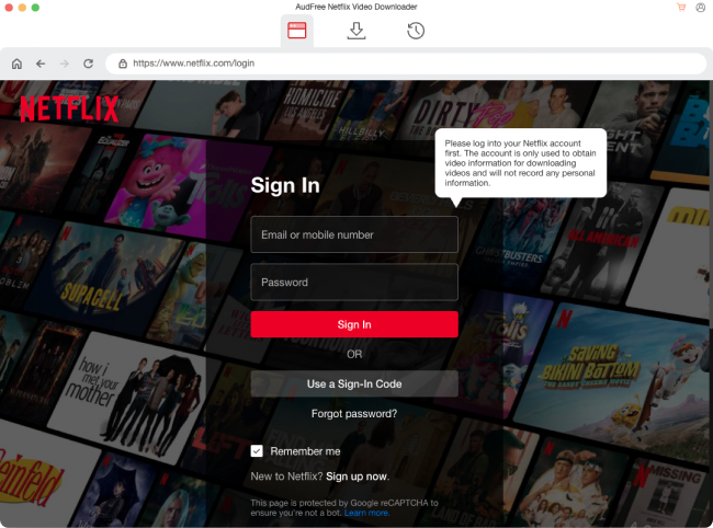 sign in netflix account in mac audfree netflix downloader