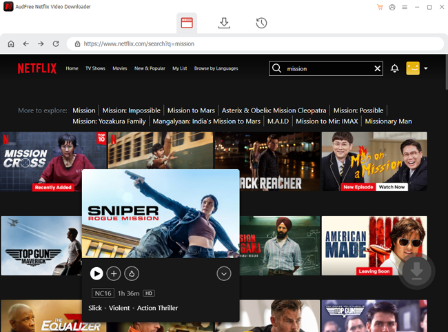 choose and import netflix videos to audfree program