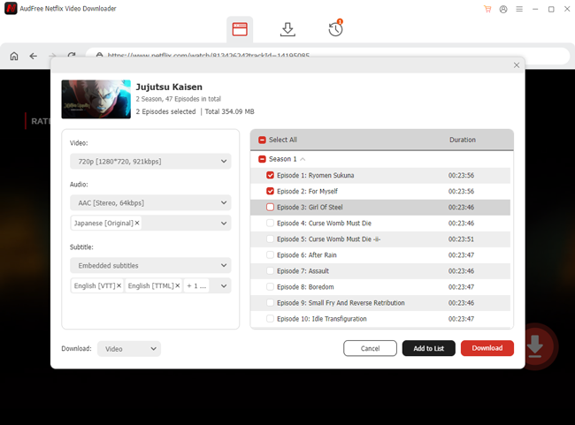 download selected netflix videos with audfree netflix downloader