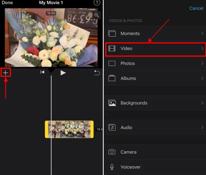 choose spotify recording from video on imovie