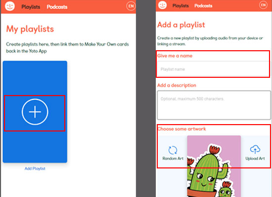 add playlist on yoto website