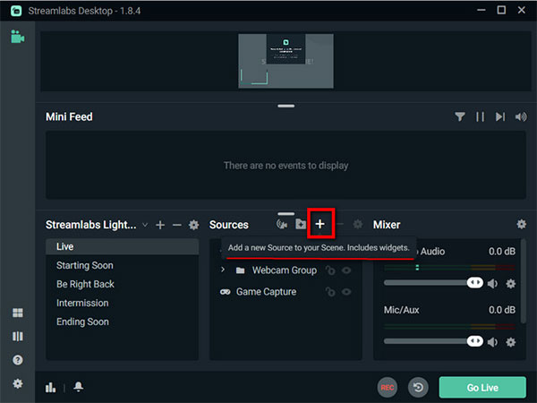 streamlabs obs add custom webcam overlay