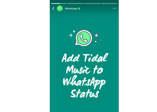add tidal music to whatsapp status