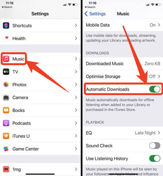 download apple music to iphone by enabling automatic downloads