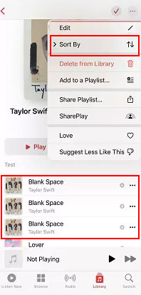 apple music sort by titles in playlists