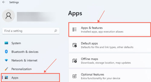 open windows computer apps and features section