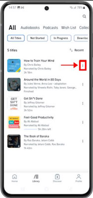 audible book more option on mobile app