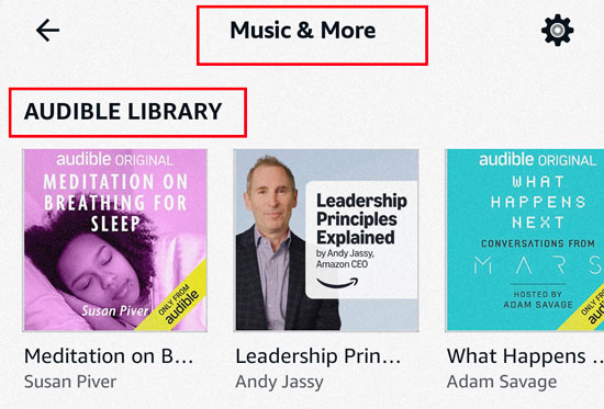 audible library on alexa app