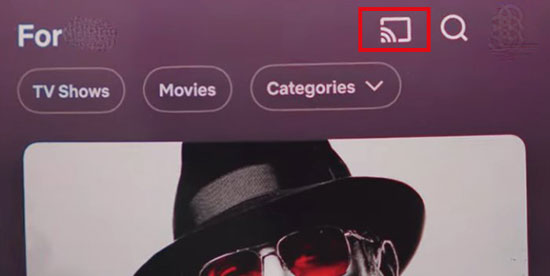 find cast icon on netflix app home tab