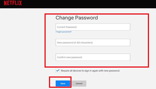 change netflix password on web browser