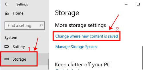 storage settings on windows pc