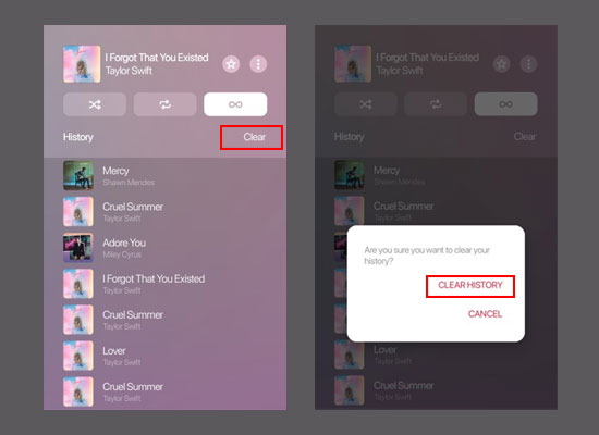 clear apple music listening history on android