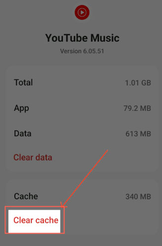 clear youtube music cache to slove youtube music keeps stopping android