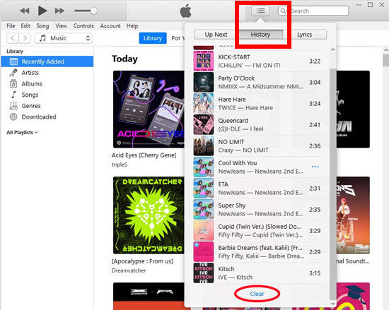 clear listening history on itunes