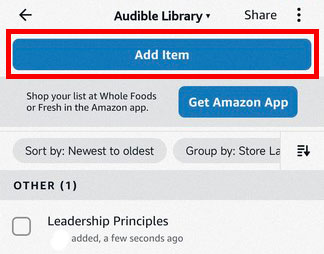 create alexa list of audible titles