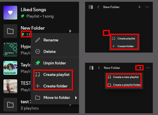 create playlist or folder in spotify playlist folder