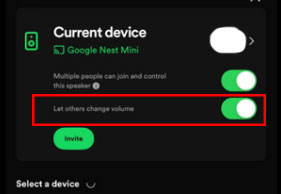 enable let others change volume on spotify current device