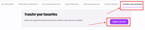 tap transfer your favorites on deezer desktop app