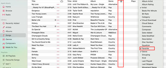 favorite songs on apple music library desktop