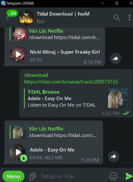 download tidal music on tidal telegram bot