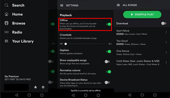 spotify offline mode hack android