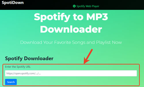 enter spotify song link into spotidown