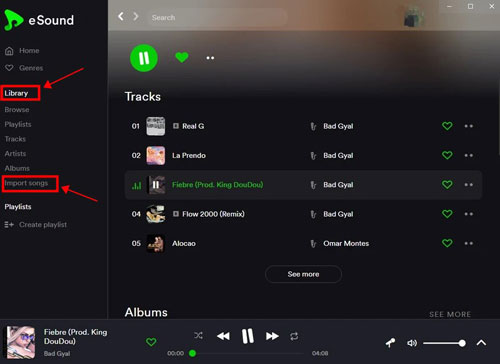 import spotify playlits to esound