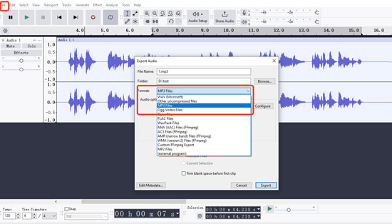 export audible records to mp3 on audacity