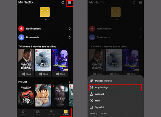 find netflix app settings on android app