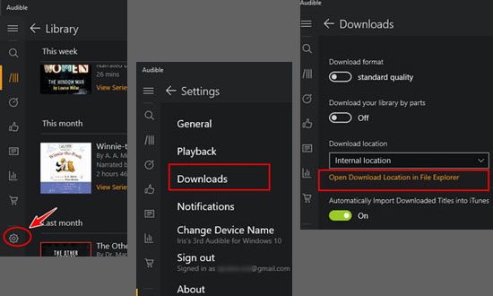 find audible download location in audible app