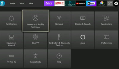 fire tv account and profile settings