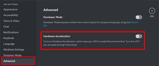 disable hardware acceleration on discord