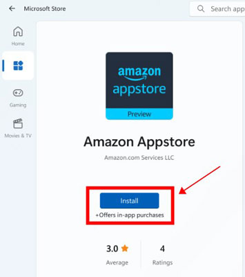 install amazon appstore from microsoft store