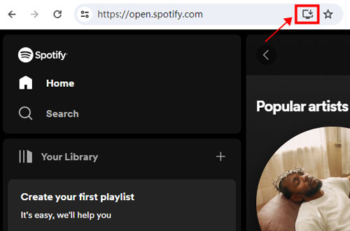 install spotify icon on chrome browser address bar