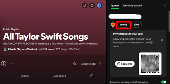 invite friends to spotify jam desktop