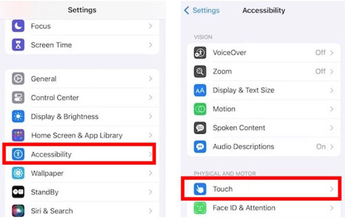 go to ios accessibility touch settings