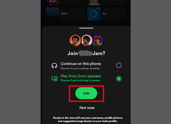 join a jam on spotify mobile