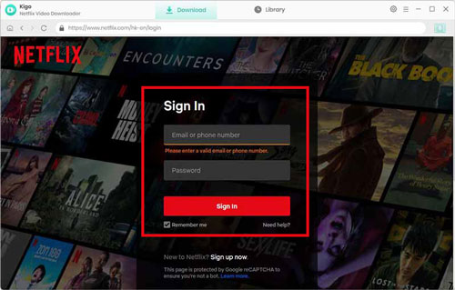 kigo netflix video downloader interface