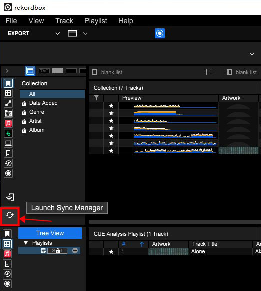 rekordbox launch sync manager