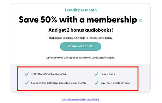 libro fm one credit membership benefits and price