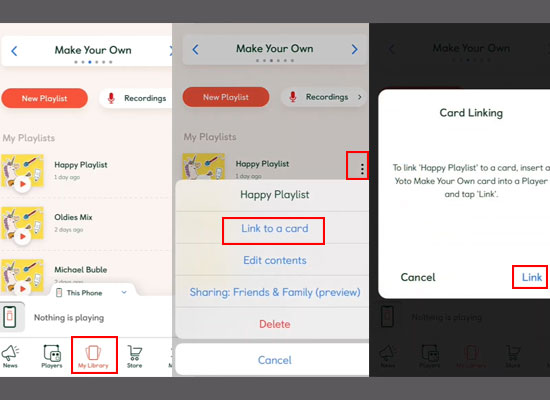link playlist to a card on yoto app