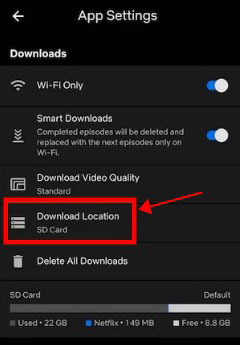 download location in netflix android app