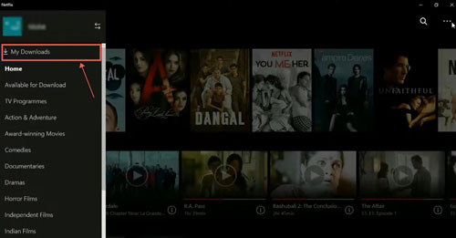 netflix my downloads option laptop