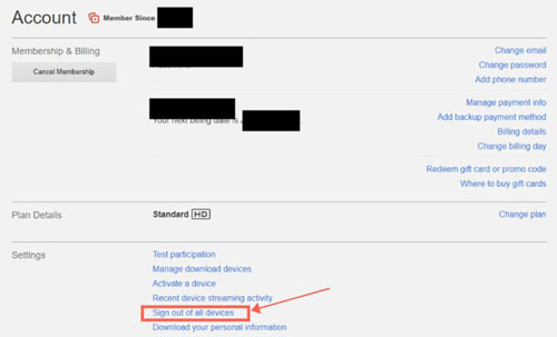 sign out of all devices on netflix