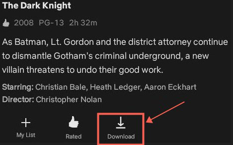 netflix video download button on pc