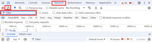 reset network in chrome browser developer tools