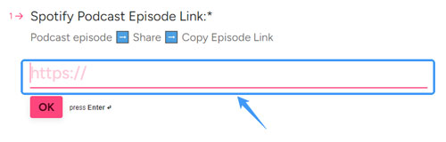 paste spotify podcast link into fame text box