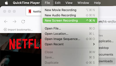 screen record netflix movies on mac via quicktime player