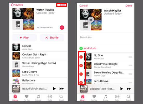 remove all songs from apple music playlist